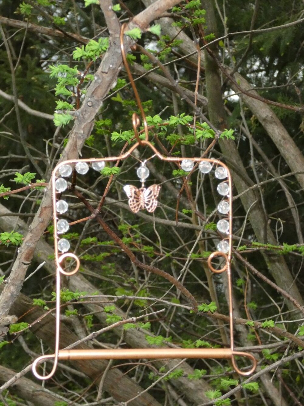 Copper Hummingbird Perch Swing with Detachable Copper Hook